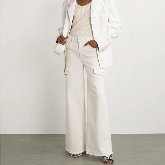 Mother The Undercover Sneak High-Rise Cargo Jeans in cream size 28 - Picture 3 of 5